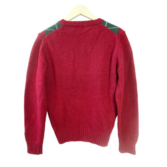 VINTAGE 80s Claybrooke Shetland Wool Argyle Christmas Holiday Sweater Size S - Picture 2 of 4